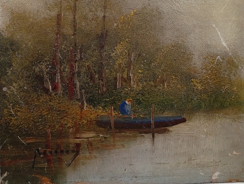 Huile sur panneau signée - ,