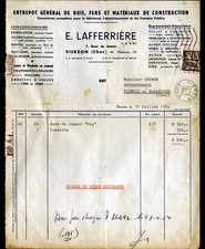 VIERZON (18) MATERIAUX de CONSTRUCTION "E. LAFFERRIERE" Voyagée en 1954