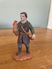 Santon Crèche noël homme fermier et sa poule 9 cm signé Oliver