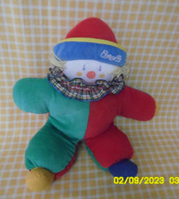 co/ COROLLE DOUDOU POUPEE CLOWN VINTAGE ANNEE 1994 BLEU VERT ROUGE  30CM TBE