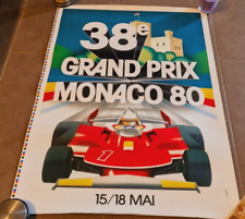 POSTER AFFICHE  GRANG FORMAT CARTONNEE 92X65 GRAND PRIX MONACO 1980  F1