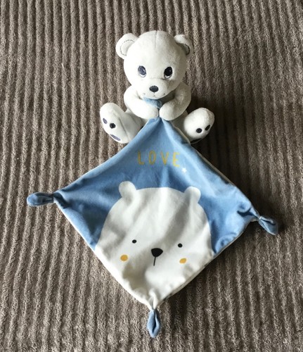 Doudou ours blanc - bleu, love