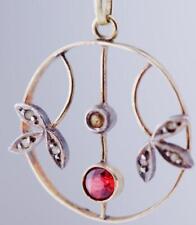 Antique Impérial Art-Nouveau 14k Or Diamants Rubis Pendentif Breloque c1900's