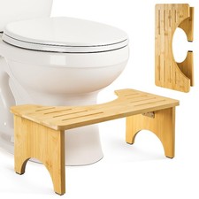 Tabouret Toilette Pliable en Bois de Bambou, Marche Pied Toilette Adulte, Tab...
