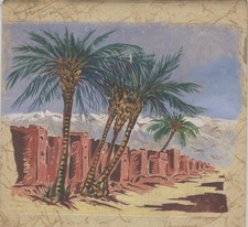 "SOUVENIR du MAROC" Maquette originale aquarelle sur papier GALLIER-WITZ 29x27cm