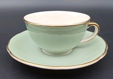 VILLEROY ET BOCH - TASSE À CAFÉ EN FAÏENCE METTLACH Modèle RHÔNE Vert Ivoire Or 