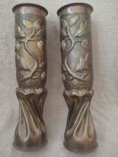 Obus Ciselés À Décor De Feuilles Chêne Gland Art de tranchées Poilu WW1 14 18