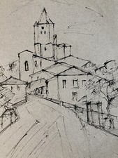 Beau Dessin Encre Village