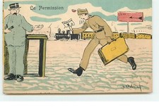 La Permission - Militaire avec une valise - 22253