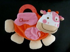 *. DOUDOU PLAT CHICCO VACHE ROSE ORANGE ECRU BLANC COEUR anneau dentition NEUF*