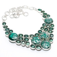 Vert Rutile Quartz, Apatite Pierre Précieuse 925 Argent Sterling Bijoux Collier