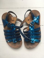 SANDALES EN CUIR BLEU FILLE