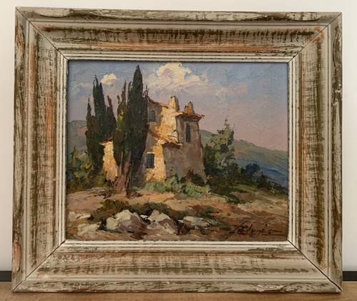 Fortune car huile sur panneau - huile,