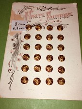carte 24 boutons émail de 8mm ou 0,8 cm doré et marron