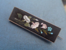 Victorien Attrayant Argent Mosaïque Floral Broche - Italien Pietra Dura C.1890