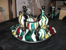 Ensemble de Table, Gabriel Fourmaintraux à Desvres 1950. Style Vallauris.