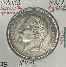 5 FRANCS NAPOLEON III - 1870A - Pièce de Monnaie en Argent // Qualité : TB