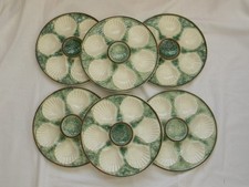 Lot de 6 assiettes à huitres en barbotine CHANTILLY.