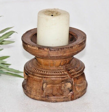 Porte-Bougie Ancien En Bois