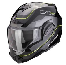 Casque Modulable Scorpion Exo-Tech Pro Commuta (Noir/Argent/Jaune) } Gr: S (