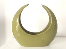 Vase déco design demi-lune céramique vert - Plat vide poche design