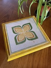 Dessous de plat musical  1960 céramique coloré jaune verte et blanche vintage