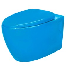 Toilette suspendu de couleur bleu Cuvette WC en céramique