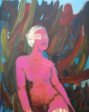 Lysiane D. COSTE Tableau acrylique sur toile , painting Figuration 73/92cm