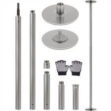 Barre de Pôle Dance Statique et Rotative Hauteur Réglable 225 cm-274,5 cm   