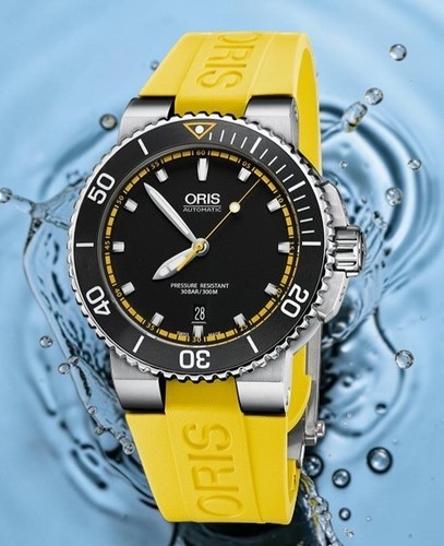 Bracelet jaune oris aquis date - jaune,