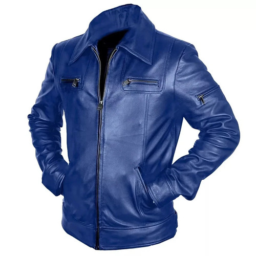 Blouson moto motard bleu - de,