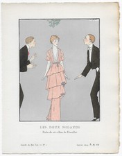 André E. MARTY "Robe de Doeuillet" 1914 - Pochoir Art Déco GAZETTE DU BON TON