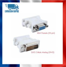 Adaptateur DVI-I Male vers VGA Femelle Connecteur Périphériques Video - Blanc