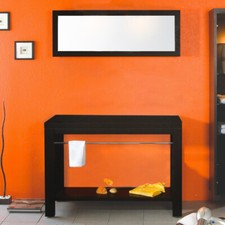 Ensemble meuble de salle de bain sous vasque et grand miroir murale 120 cm bois