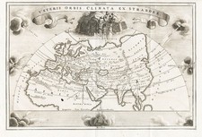 Ancienne Carte Du Monde Mappemonde Gravure En Cuivre Cellarius 1700