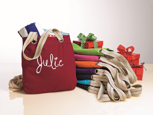 Embroidered canvas beachtote - embroidered,