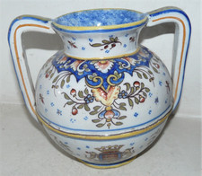 GEO MARTEL A DESVRES VASE SOUVENIR ANCIEN POUR CABOURG STYLE ROUEN 