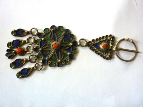 Ancienne fibule argent émail - ancienne, argent/émail
