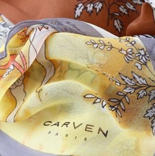 Foulard 100% Pure en Soie Vintage Femme Carven  89cm x 89cm