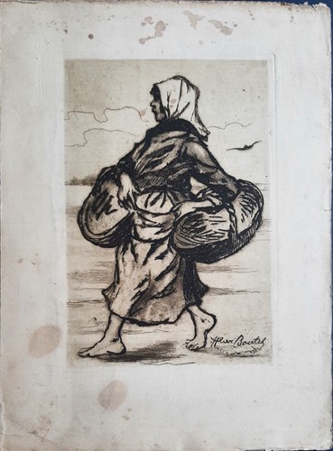 Pécheuse marchant avec - , ses