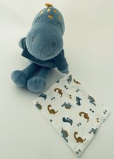 3260?29cm Doudou Peluche Dinosaure Mouchoir AUCHAN Bleu