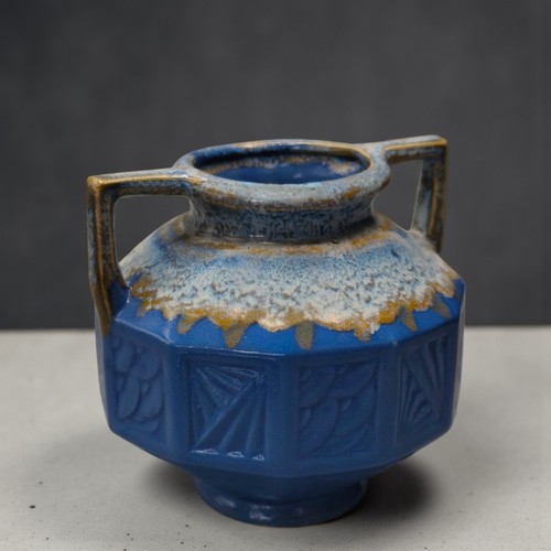 French art deco blue - blue, glazed