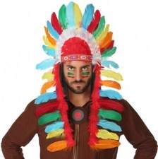 COIFFE à Plumes d'INDIEN Déguisement apache sioux chef guerrier NEUF pas cher