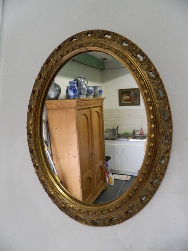 Miroir ovale doré - ovale,, 20ème