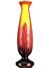 Le Verre Français Vase Feuilles de Taba? Schneider Pâte de Verre Art Déco Gallé