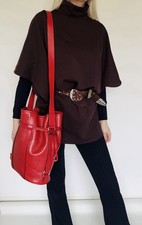 sac seau en cuir rouge Elsa