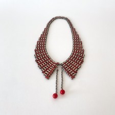 Collier Art Déco de Jakob Bengel  en métal chromé, laque rouge et verre - 1930s