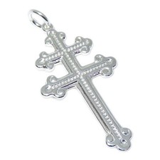 Pendentif croix de Lorraine en argent massif .925 x 1 Saintes Croix!