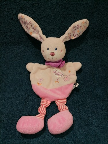 Doudou plat lapin rose - lapin,