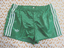 Short Adidas Ventex vert et blanc Vintage satin brillant Polyamide 80'S - S